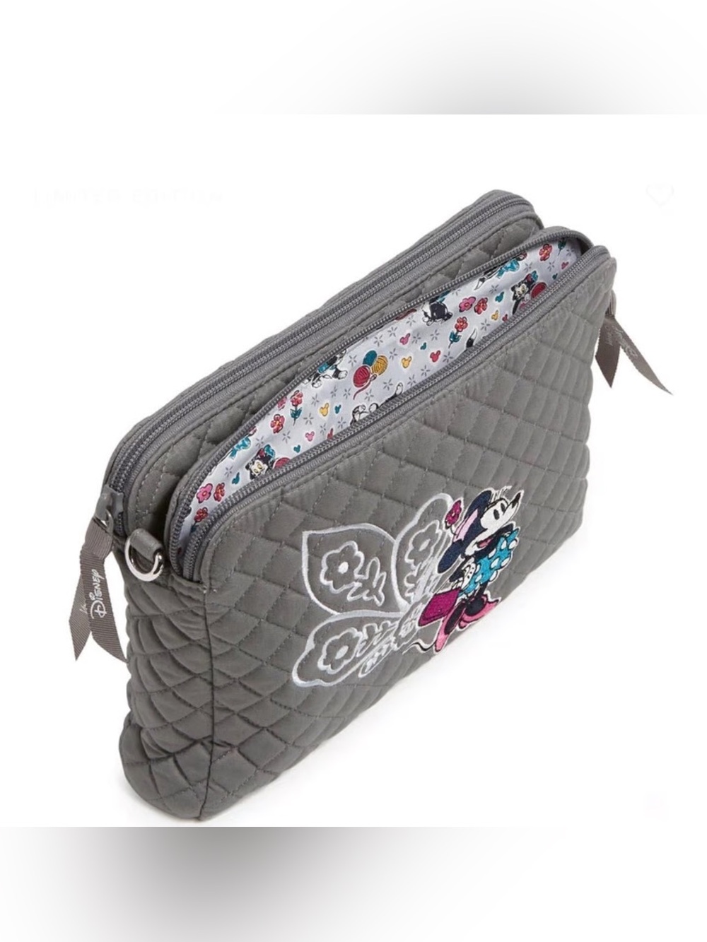 Vera Bradley Disney Minnie Mouse Triple Compartment Crossbody Bag Purse Gray - Picture 12 of 12